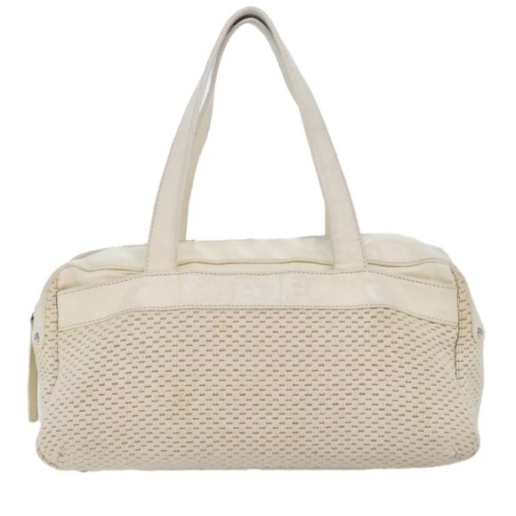 CHANEL Hand Bag Canvas Leather Beige CC Auth yb619 - Picture 2 of 16